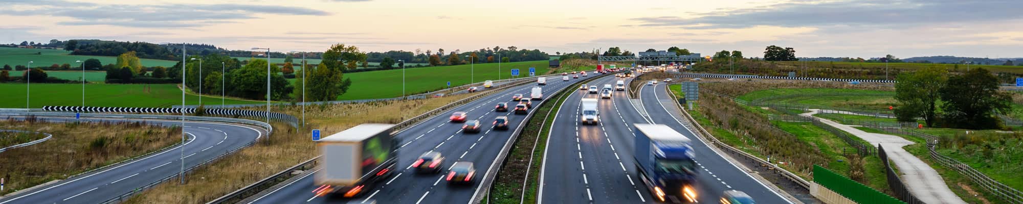 Busy motorway near North Wales